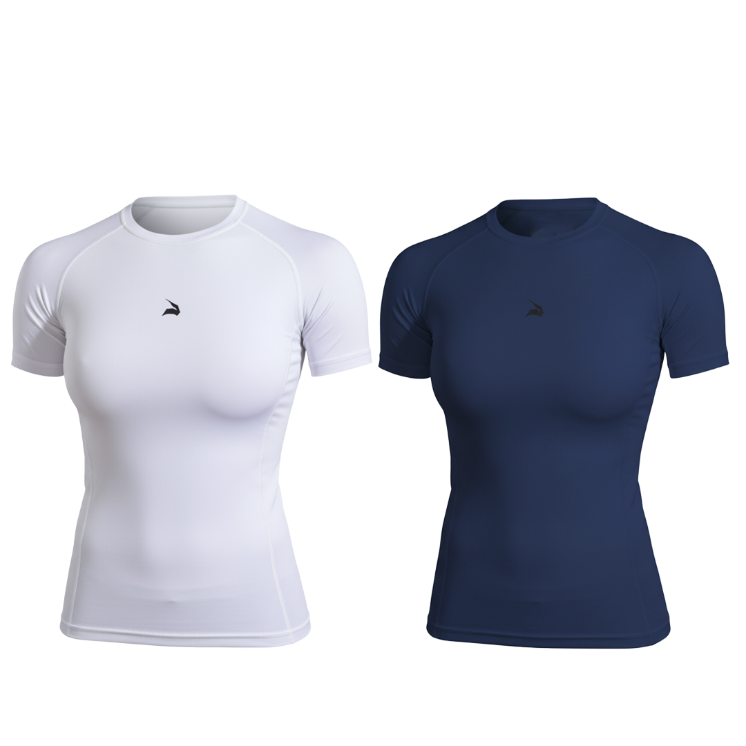Pack 2x Compression T-Shirt Unisexe GYMLYNX - Blanc & Bleu