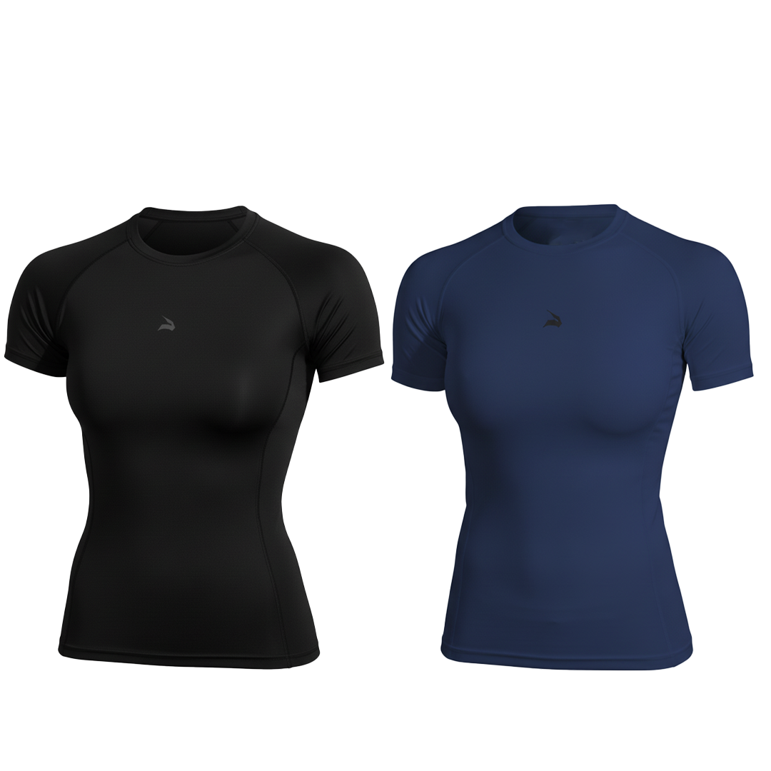 Pack 2x Compression T-Shirt Unisexe GYMLYNX - Noir & Bleu