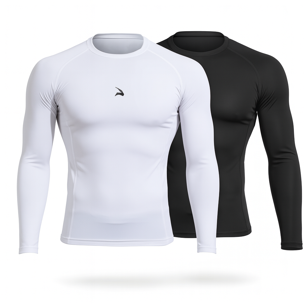 Pack de 2 Hauts de Compression Manches Longues (Noir + Blanc)