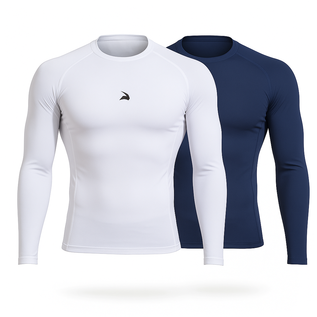 Pack de 2 Hauts de Compression Manches Longues (Bleu+ Blanc)
