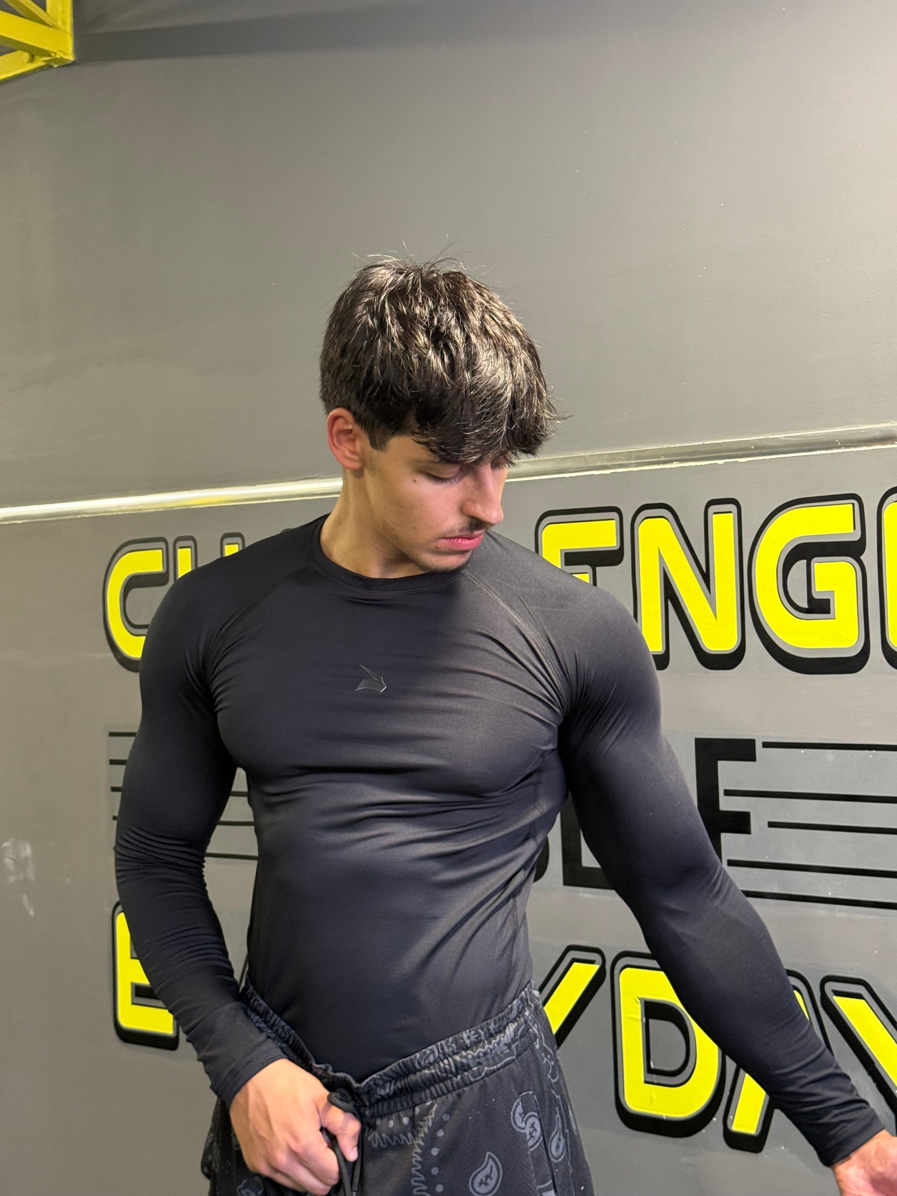 Shirt de Compression Manches Longues Unisexe GYMLYNX – Noir