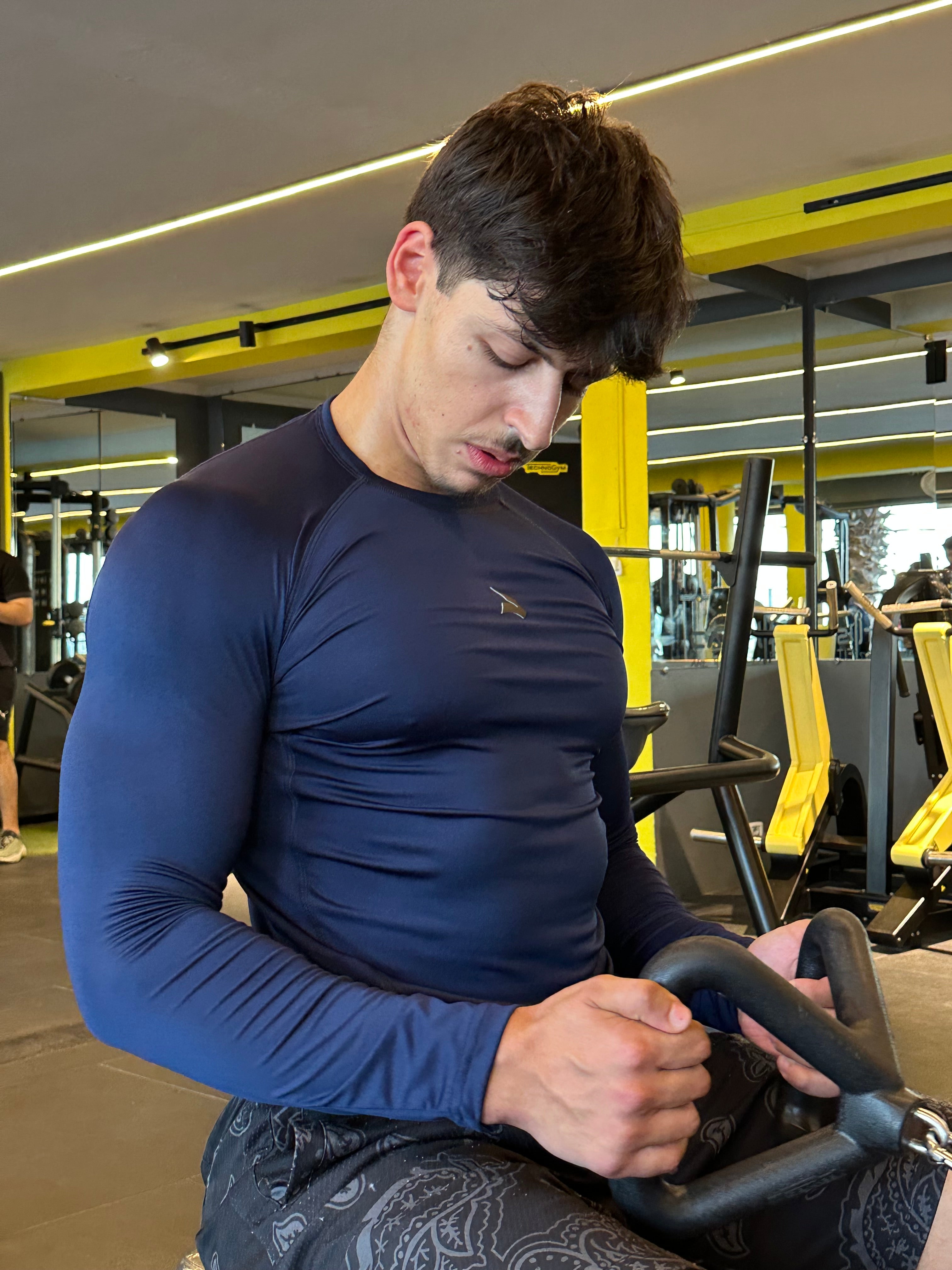 Pack de 2 Hauts de Compression Manches Longues (Noir + Bleu)