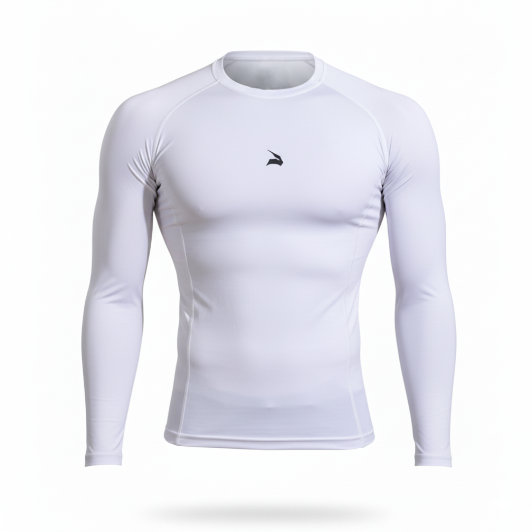 Shirt de Compression Manches Longues Unisexe GYMLYNX – Blanc