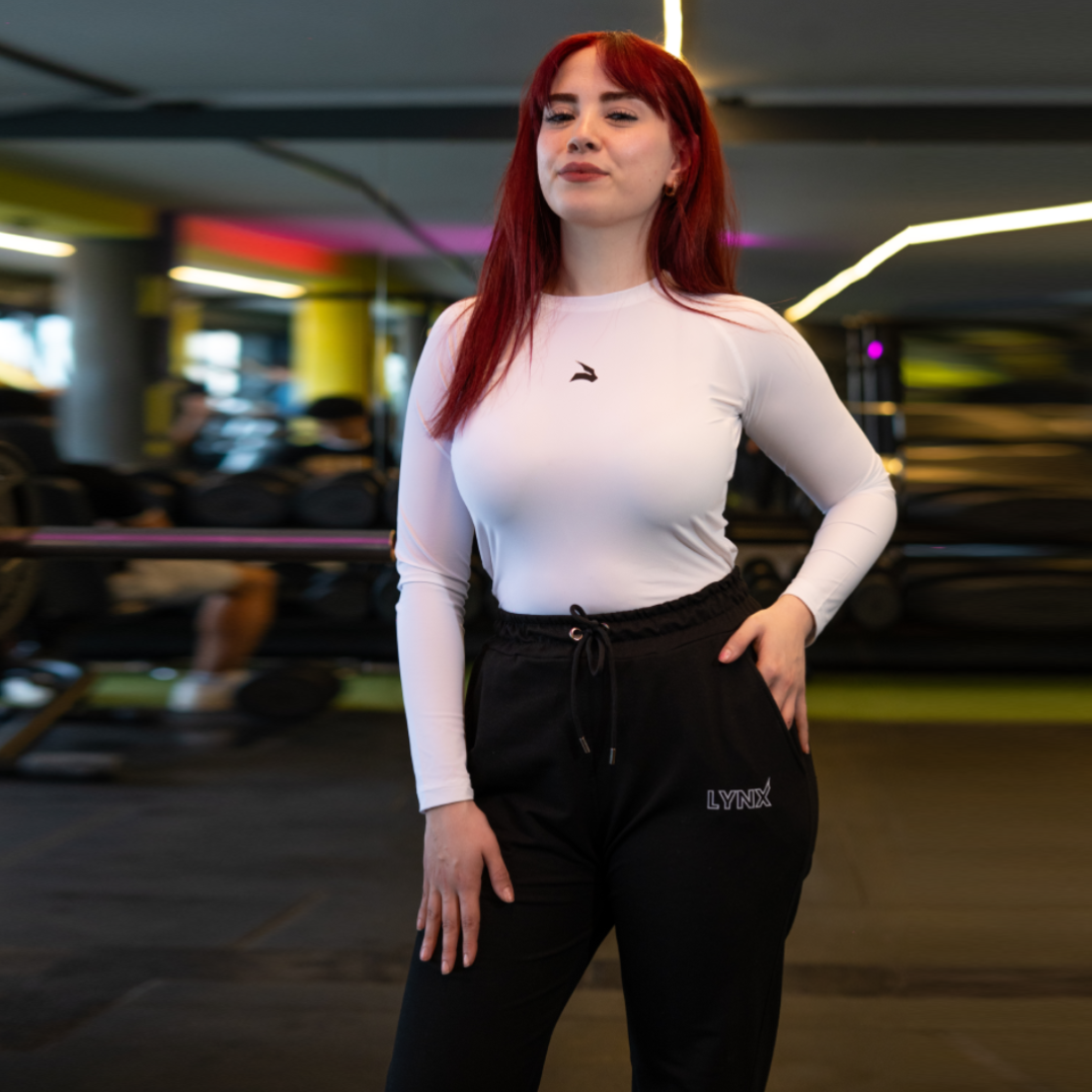 Pack GymLynx Jogger Sport Unisexe Gris + Shirt de Compression Manches Longues Blanc