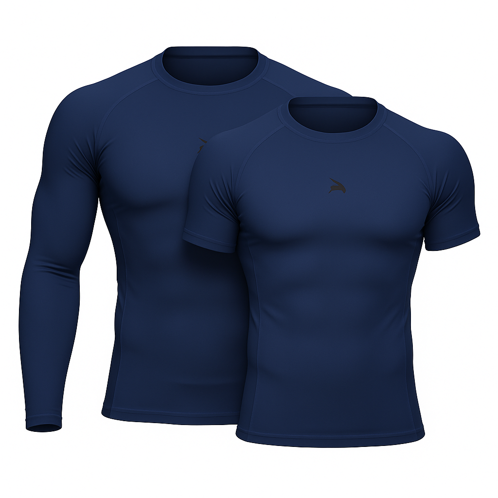 Pack Duo Compression GYMLYNX – Manches Longues & Courtes (bleu )