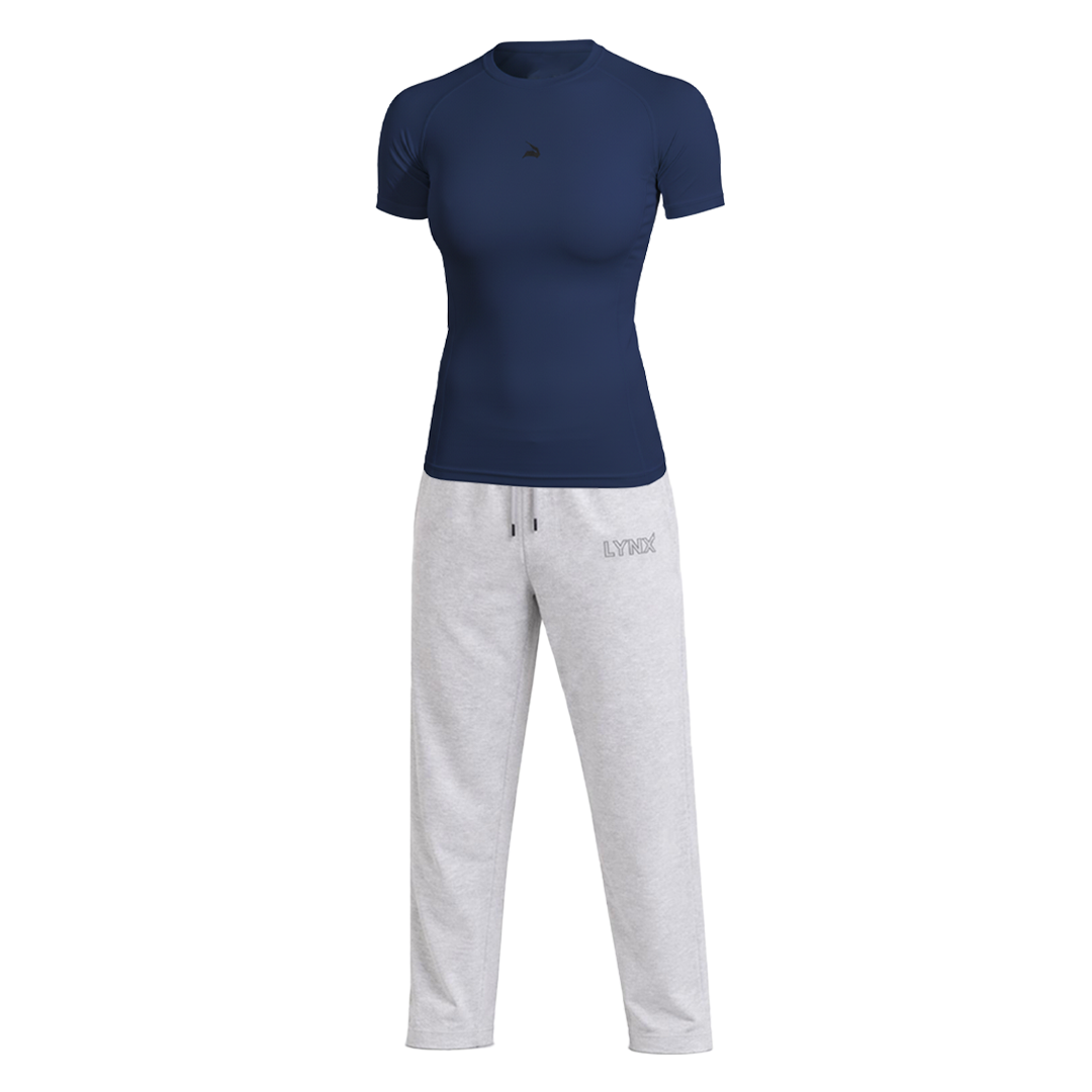 Pack GymLynx Jogger Sport Unisexe Gris + T-Shirt de Compression Unisexe – Bleu