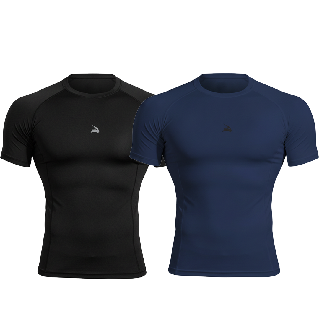 Pack 2x Compression T-Shirt Unisexe GYMLYNX - Noir & Bleu