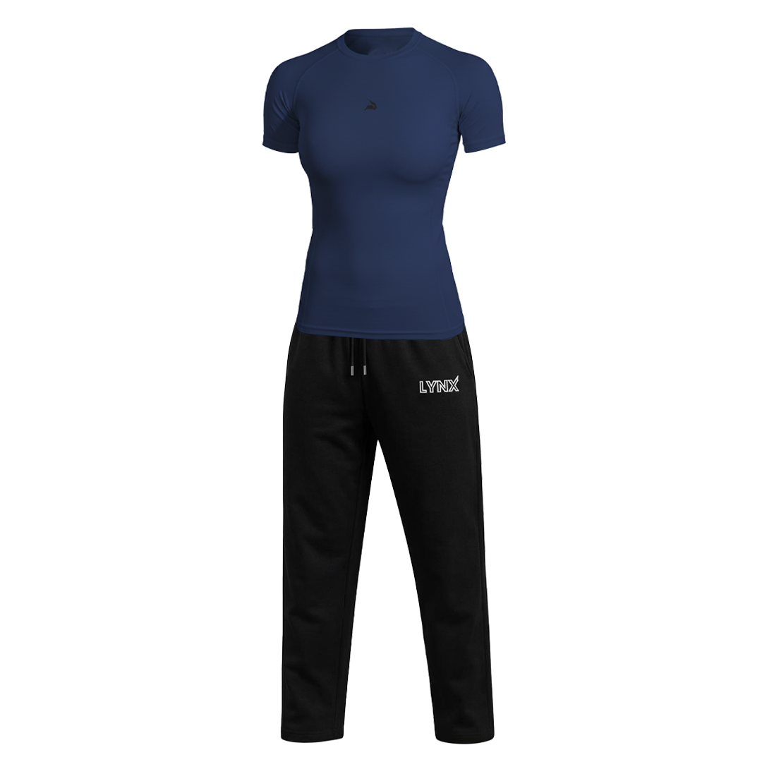 Pack GymLynx Jogger Sport Unisexe Noir + T-Shirt de Compression Unisexe – Bleu