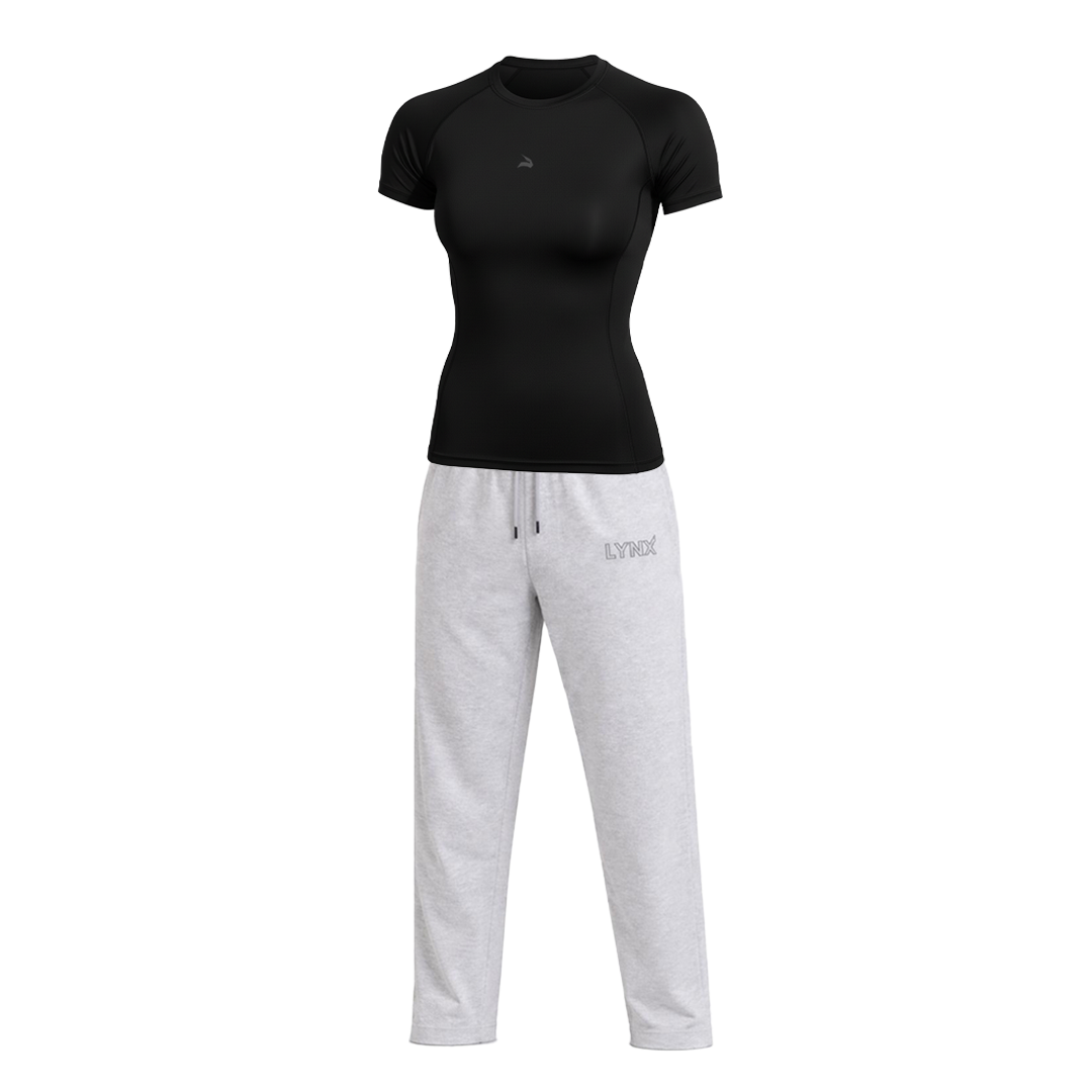 Pack GymLynx Jogger Sport Unisexe Gris + T-Shirt de Compression Unisexe – Noir