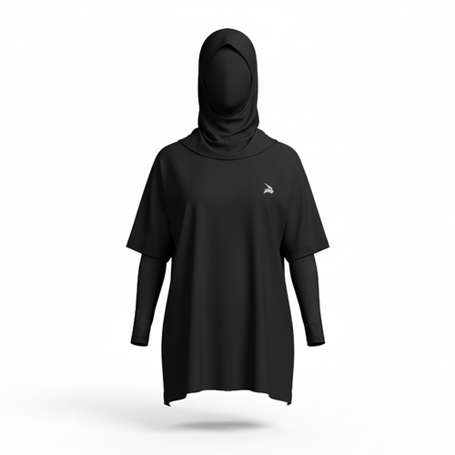 Ensemble Hijabi GYMLYNX – Pull en Coton + Hijab + Pump Cover - Noir